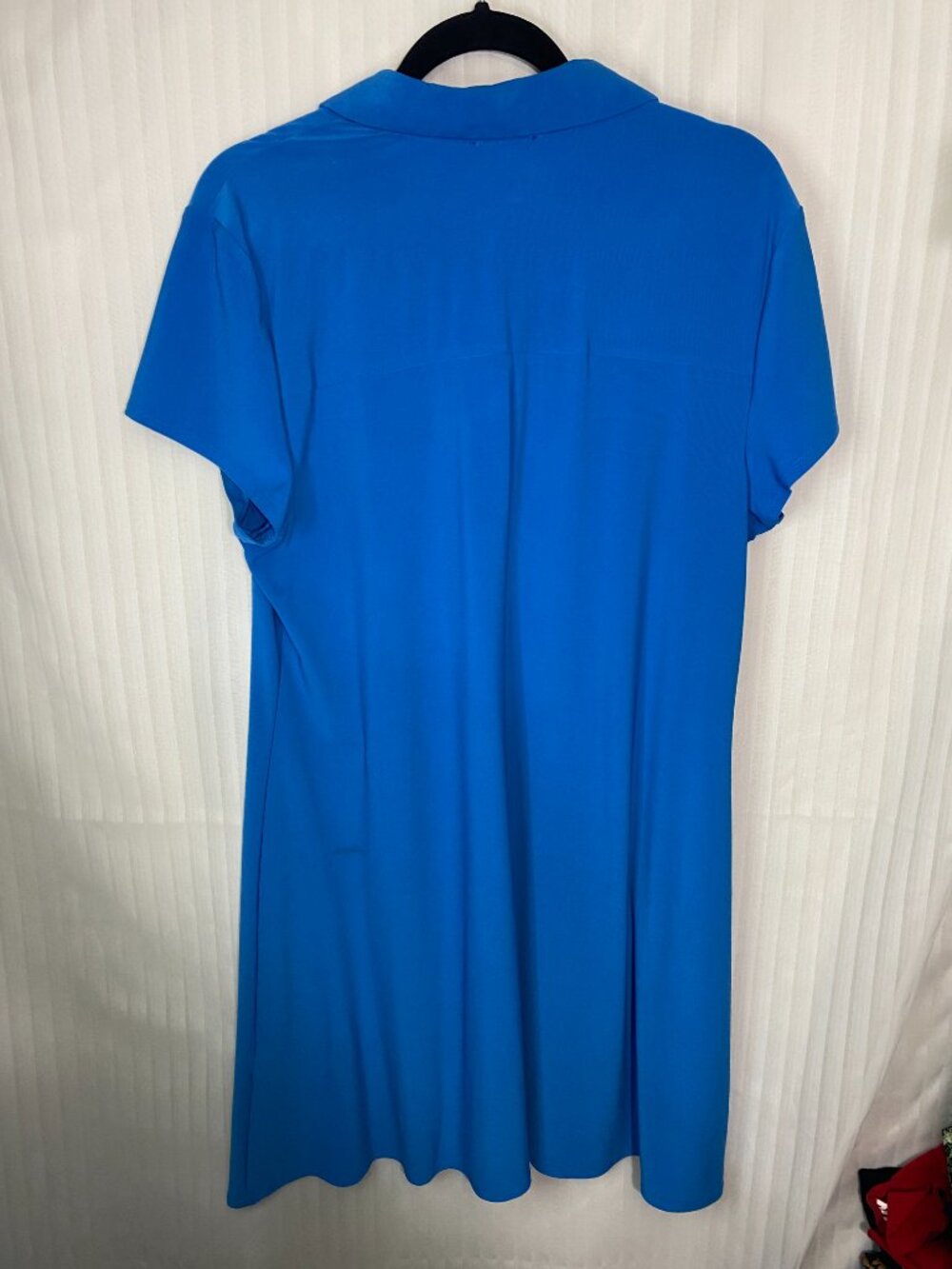 MSK Women's XL Blue Zip Front Collar Dress Short Sleeve A-Line Stretch Casual - Picture 4 of 6